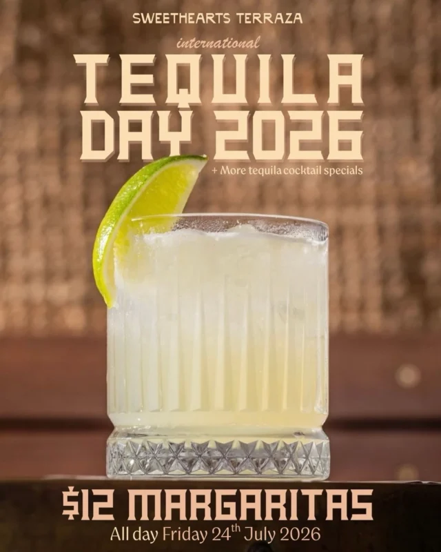 Happy International Tequila Day! 🍋‍🟩To celebrate, we’re doing $12 margs & more tequila cocktail specials all service today.
5pm-12am, see you after work?
•
#tequila #sweetheartsterraza #whatsonsydney #cocktails #rooftopbar