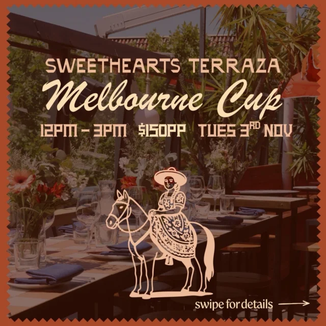 MELB CUP 2026 on the Terraza 🐎🌵🌞
Limited tickets still available, via the link in our bio. 
•
THE RACE THAT STOPS THE NATION
•
#sweetheartsterraza #melbournecup #sydneyevents #whatsonsydney