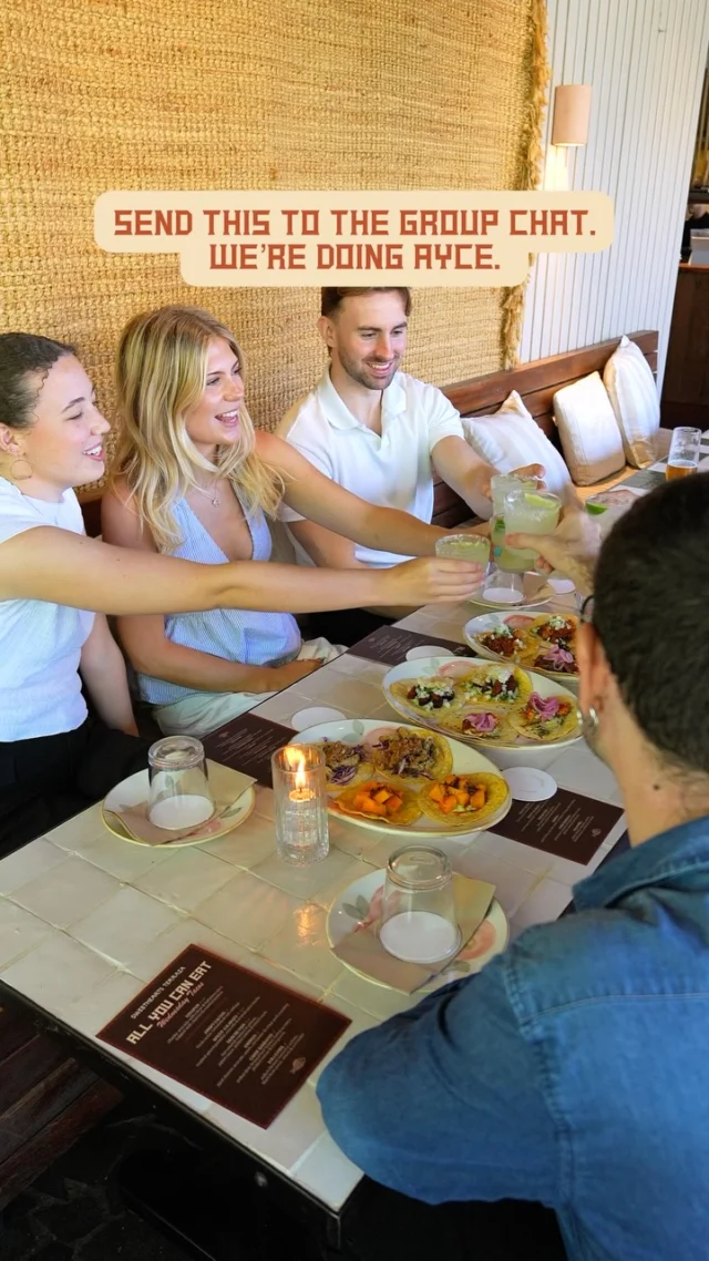 AYCE WEDNESDAYS!! 🌮
$34pp every Wednesday evening from 5pm.
•
Unlimited, all you can eat tacos, with $10 margs on arrival. Text the group chat!! 🌞🌵
•
#sweetheartsterraza #foodchallenge #whatsonsydney #sydneyrooftops #sydneyeats