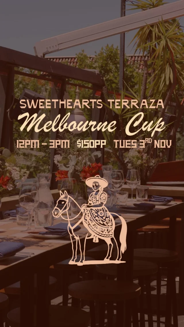 MLB CUP 2026 🐎🌞

• Champagne or Cocktail on arrival 
• 3-hr Premium Beverage Package
• Delicious Mexican Canapés 
• Live Roaming Oyster Shucker 🦪 
• Tarot Reader 
• Live DJs & Saxophonist 🎷 
• Fashions on the Field & Prizes! 

• $150pp 

Book via the link in our bio, or the website.

#melbournecup #sydneyrooftop #whatsonsydney #pottspoint #sweetheartsterraza